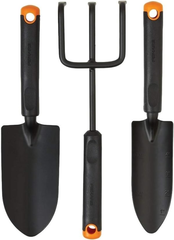 3-Piece Tool Set - Trowel Transplanter Cultivator Rust-Resistant Steel Heads Ergonomic Handles