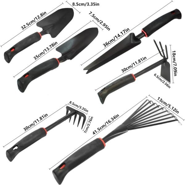 Large Tool Set with Non-Slip Rubber Handle - 6 Piece Heavy Duty