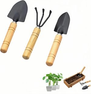 61myPmbPiWL._AC_SL1500_.jpg 3-Piece Mini Tool Set Indoor Plant Care Kit with Wood Handle Black