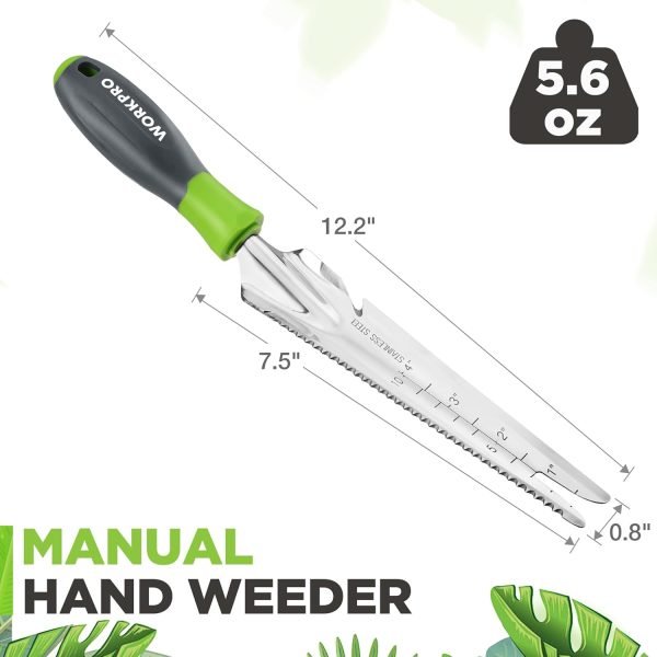 Weeder Puller 5-in-1 Stainless Steel Trowel with Soft Handle Weeding Tool for