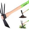 and Cultivator Rake with 14" Wooden Handle Sharp Hoe Blade & Sturdy