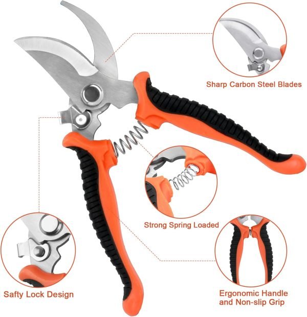 Set 8 Piece Tools Set with Non Slip Ergonomic Handle Heavy Duty