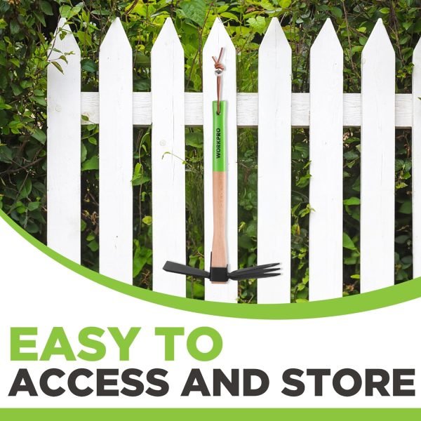 and Cultivator Rake with 14" Wooden Handle Sharp Hoe Blade & Sturdy