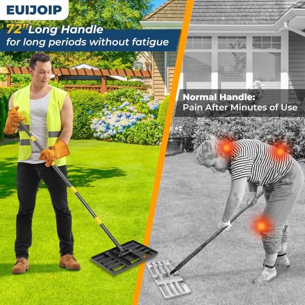 Leveling Rake with 17x10in Heavy-Duty Stainless Steel Head & 60" Adjustable Handle