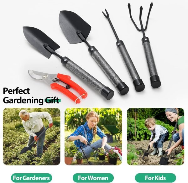 81M5kwyLiRL._AC_SL1500_.jpg Set 5-Piece Heavy Duty Tools Kit with Extendable Handle Metal Trowel Cultivator