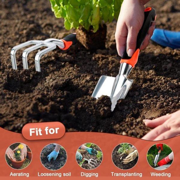 Set 2 Pack Heavy Duty Tools Set Include Shovel and Hand Rake