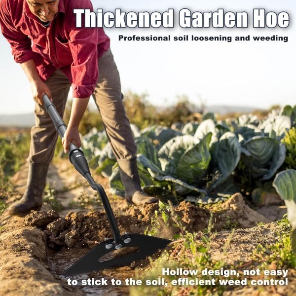 81c60s2yyZL._AC_SL1500_.jpg Tool Hollow Hoe with 55-85 Inch Long Handle Adjustable Manual Weeder Heavy