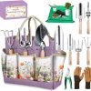 9-Piece Heavy-Duty Tools Set Stainless Steel Hand Tools with Purple Floral Tote