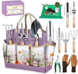 81e6qv1voHL._AC_SL1500_.jpg 9-Piece Heavy-Duty Tools Set Stainless Steel Hand Tools with Purple Floral Tote