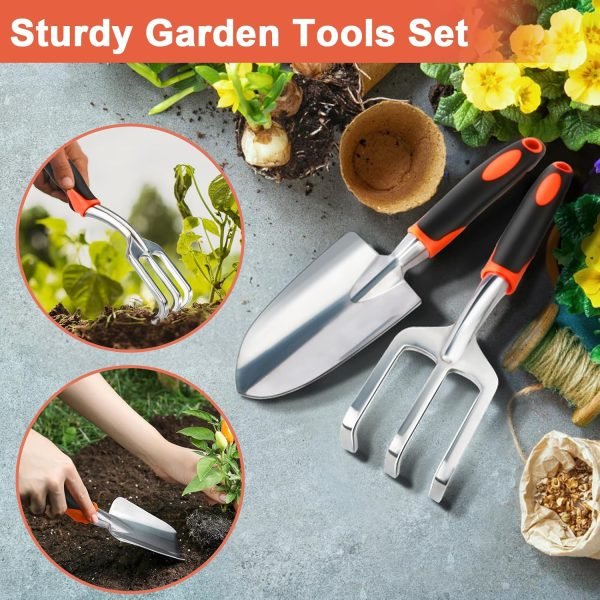 Set 2 Pack Heavy Duty Tools Set Include Shovel and Hand Rake