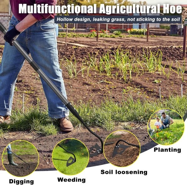 91hg4I0pWhL._AC_SL1500_.jpg Tool Hollow Hoe with 55-85 Inch Long Handle Adjustable Manual Weeder Heavy