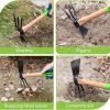 and Cultivator Rake with 14" Wooden Handle Sharp Hoe Blade & Sturdy